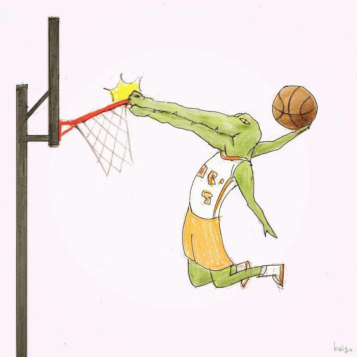 Bộ tranh: Cá sấu sẽ bi hài ra sao nếu sống như loài người?-15