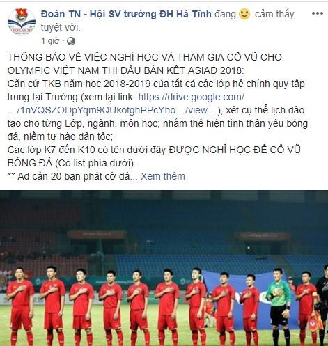 Cô giáo nhắn học sinh lập đàn cầu nắng cổ vũ Olympic Việt Nam-3
