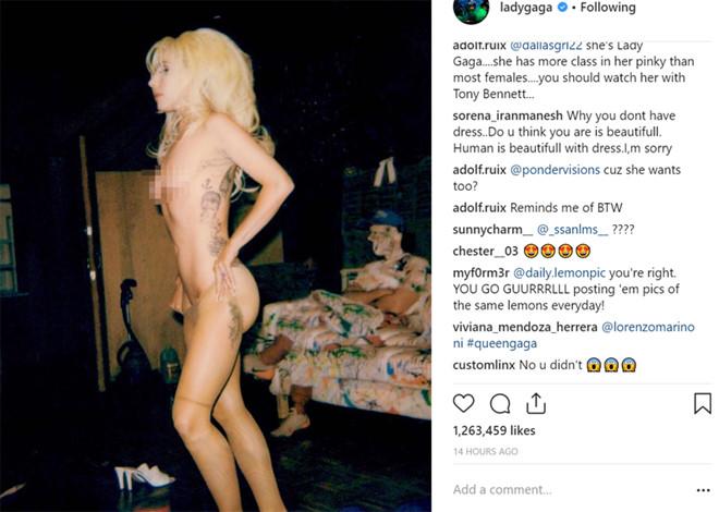 Lady Gaga caused controversy among fans when she shared nearly nude photos-1