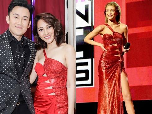 Bảo Anh diện váy nhái Versace từng được Gigi Hadid mặc cách đây 2 năm?