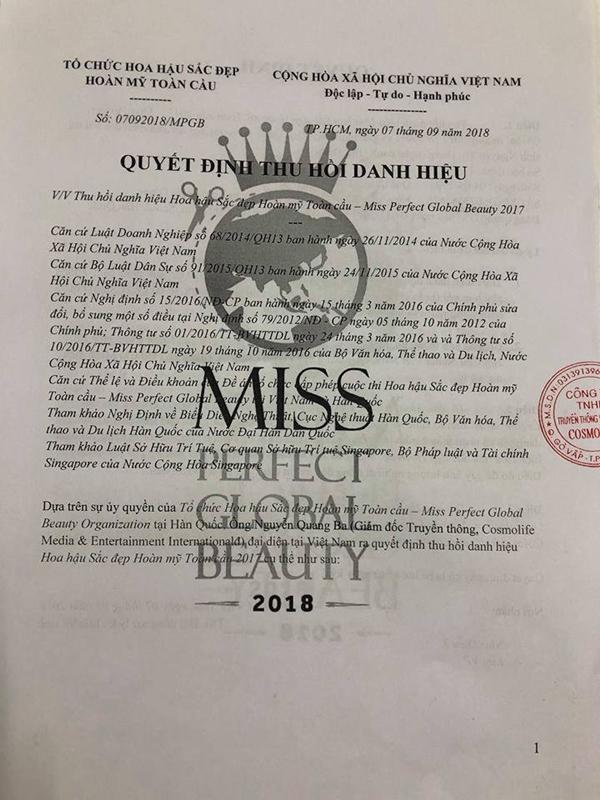 Không chỉ rơi ngôi Á hậu, Thư Dung tiếp tục bị tước vương miện Hoa hậu Sắc đẹp Hoàn mỹ 2017-3