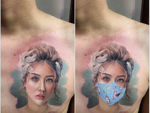 Hậu chia tay, anh chàng để hình xăm bạn gái 'đeo khẩu trang' khiến dân tình tranh cãi