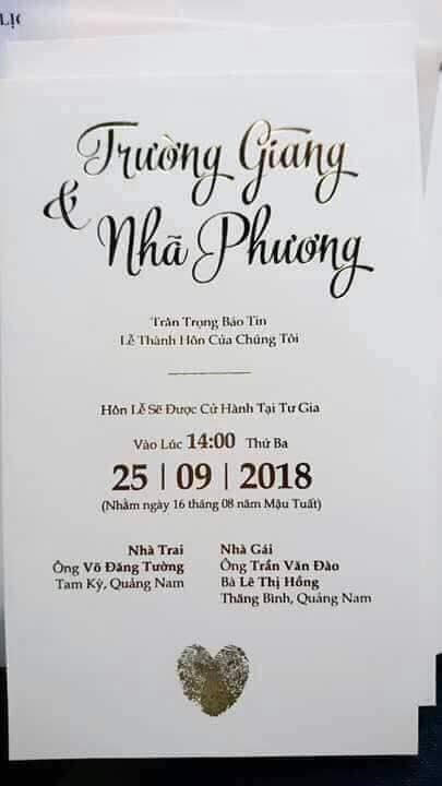 Lộ thiệp cưới trắng tinh và giản dị của Trường Giang - Nhã Phương-2