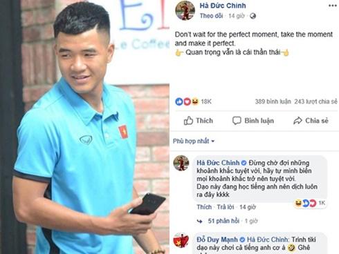 Chinh 'đen' đăng trạng thái bằng tiếng Anh, đồng đội đặt nghi vấn anh chàng bị hack Facebook