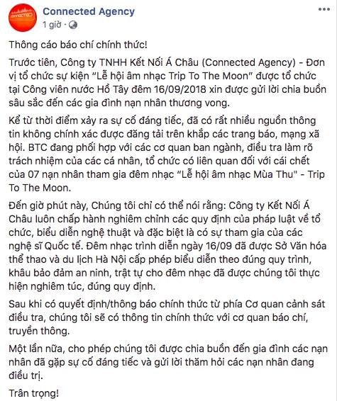 Ban tổ chức lễ hội âm nhạc hồ Tây lần đầu thông báo về vụ 7 khán giả tử vong-2