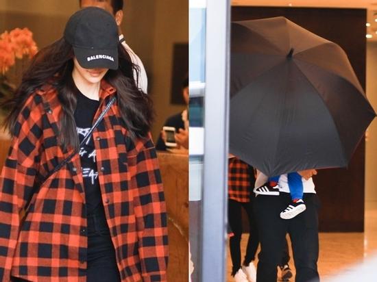 Huỳnh Hiểu Minh - Angela Baby che kín quý tử trước ống kính phóng viên