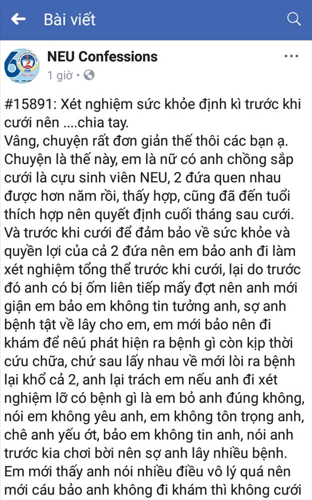 Bắt chồng sắp cưới đi xét nghiệm sức khỏe định kì và cái kết đắng lòng-1