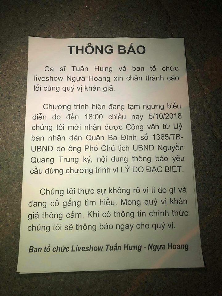Ngay trước giờ G liveshow tối nay, Tuấn Hưng chết sững vì chương trình bị hủy với lời giải thích khó tin-1