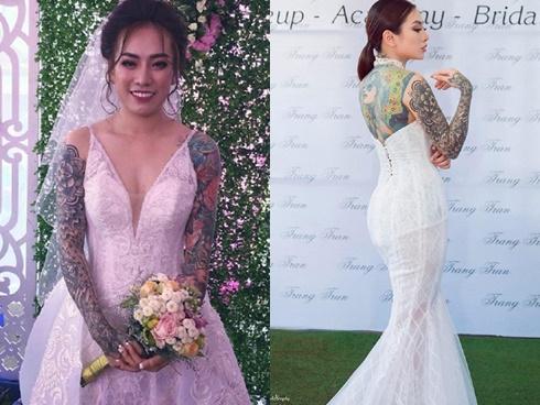 Gây bão với bức ảnh xăm kín 2 tay nhưng ngoại hình cực xinh đẹp của cô dâu mới là điều người khác xiêu lòng-12