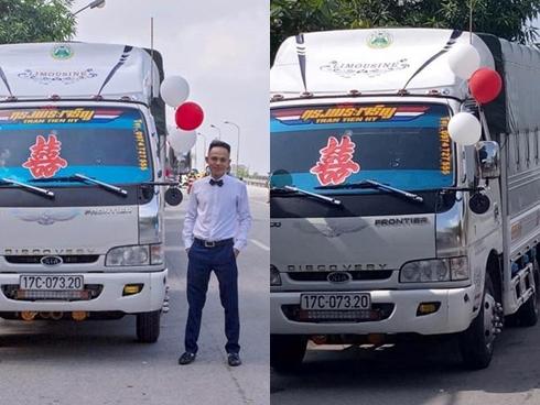 Bất ngờ với màn rước dâu bằng xe tải của chú rể ở Thái Bình
