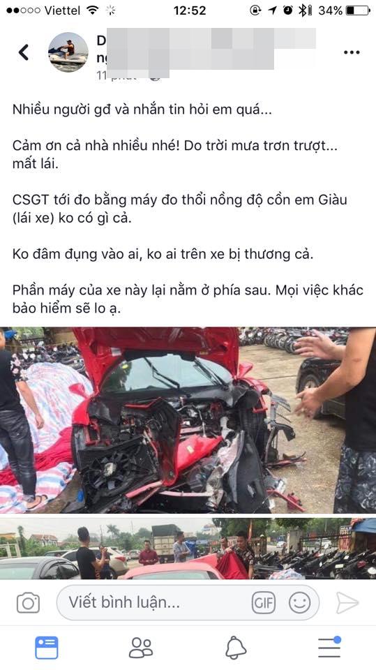 Ngựa chiến Ferrari 16 tỷ đồng của Tuấn Hưng bị nghi tai nạn thảm khốc trên quốc lộ Việt Trì - Phú Thọ-8