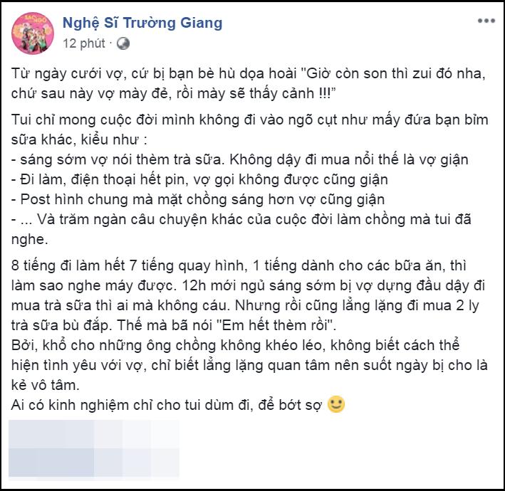 Liên tiếp bóc phốt Nhã Phương, Trường Giang than thở nghe thấy thương: Tôi chỉ mong đời mình không đi vào ngõ cụt-1