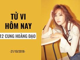 Tử vi chủ nhật ngày 21/10/2018 của 12 cung hoàng đạo: Bảo Bình biến động, Nhân Mã bỏ quên lí trí Tử vi chủ nhật ngày 21/10/2018 của 12 cung hoàng đạo: Bảo Bình biến động, Nhân Mã bỏ quên lí trí
