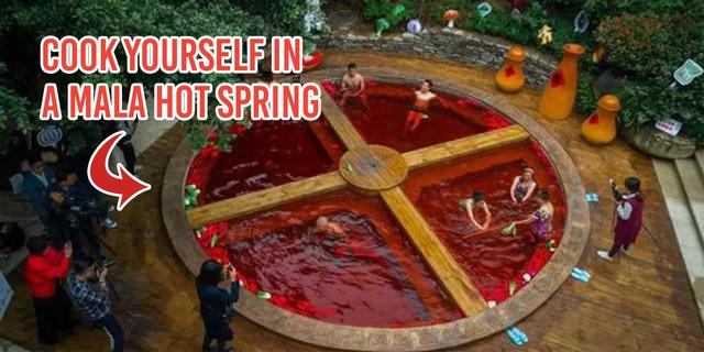 Hồ tắm nước nóng ở Trung Quốc như nồi lẩu cay khổng lồ-1