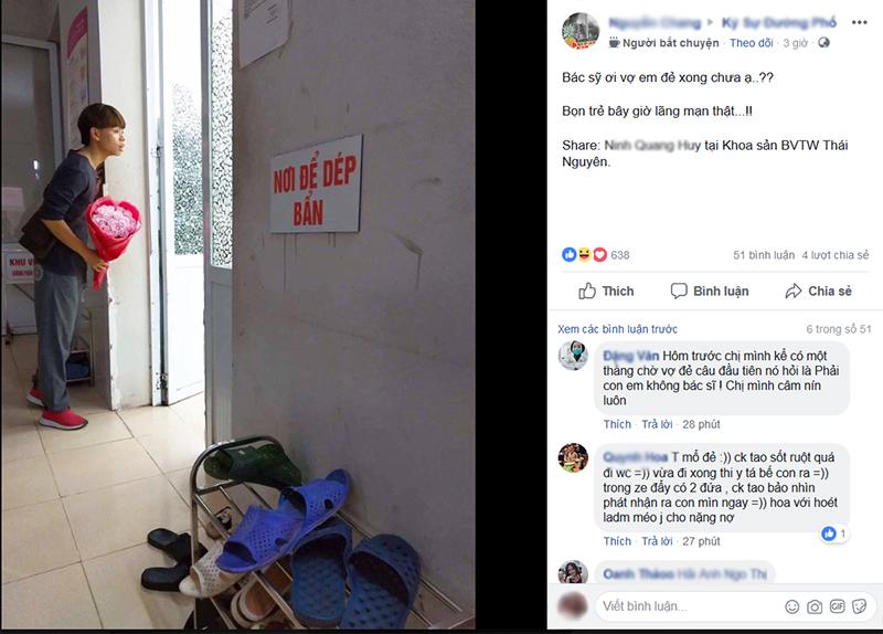 Khoảnh khắc được share nhiều nhất ngày: Nam thanh niên cầm hoa chờ vợ ngoài phòng sinh nở-3