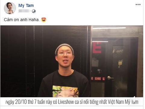 Trước ngày diễn ra liveshow tại Hàn, ít ai biết HaHa (Running Man) đã gửi lời động viên ấm áp đến Mỹ Tâm-1