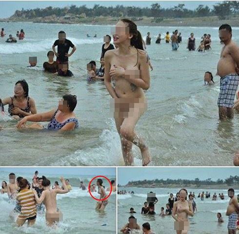 Shock toàn tập với 2 cô gái xinh đẹp trần truồng tắm biển trước hàng trăm người ở Quy Nhơn-1