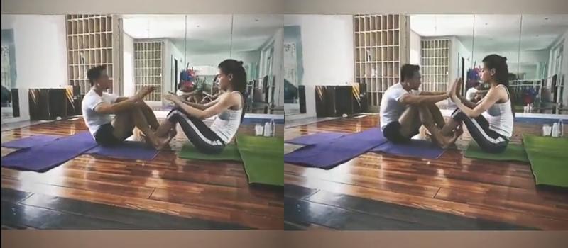 Vừa tuyên bố chỉ một mình, Hồ Ngọc Hà lại gây sốt khi khoe clip tập yoga cùng người tình Kim Lý-1
