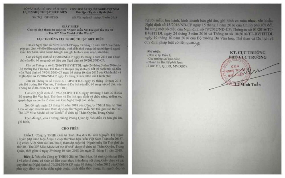 Á hậu Ngọc Huyền được cấp phép tham dự Miss Model of the world 2018-2