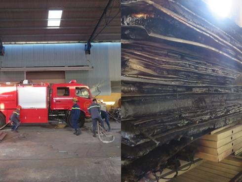 Công nhân nhà máy thép tháo chạy khi kho chứa hàng bốc cháy