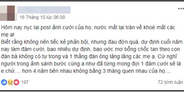 Hội chị em hả hê trước cái kết của thanh niên bỏ người yêu 4 năm để kết hôn với người mới-1