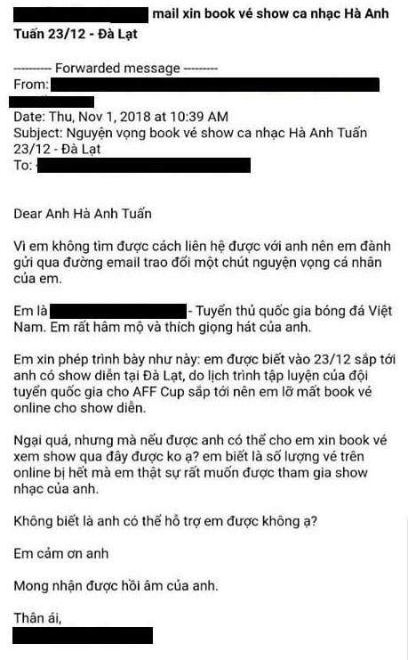 Dân mạng tìm kiếm cầu thủ gửi tâm thư xin mua vé cho Hà Anh Tuấn-1