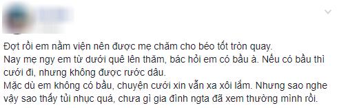 Ốm đau nằm viện được mẹ người yêu lên thăm nhưng câu nói của bà khiến cô gái trẻ cảm thấy tủi nhục-1