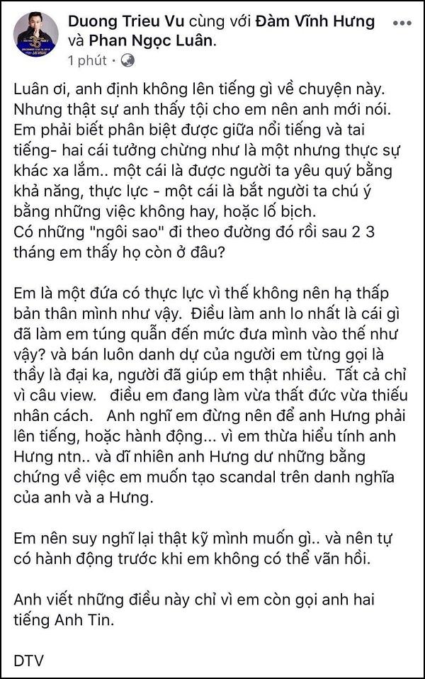 Dương Triệu Vũ dằn mặt Phan Ngọc Luân: Đừng để anh Hưng phải lên tiếng hay hành động-4