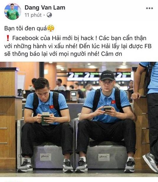 Văn Lâm hóa người đại diện thông báo Facebook Quế Ngọc Hải bị hack-2