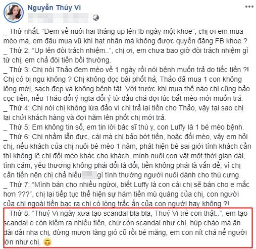 Bị bà chủ bán mèo dằn hắt quá khứ thị phi, Thúy Vi: Tôi tạo scandal ra tiền chứ như chị chỉ húp cháo ăn dài-6
