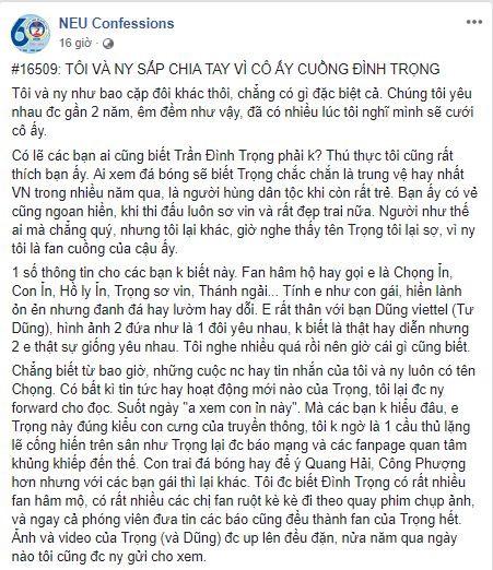 Đình Trọng lên tiếng khi đôi yêu nhau sắp chia tay vì quá hâm mộ mình-1