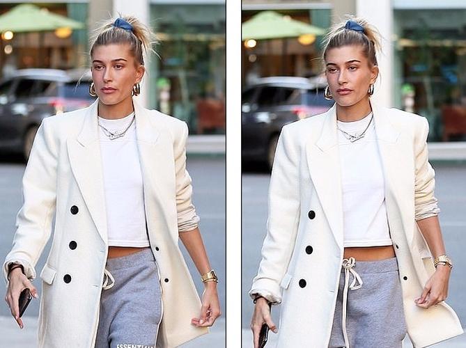 Vợ chồng Justin Bieber - Hailey Baldwin mặc quần đôi đi ăn trưa ở Mỹ-4