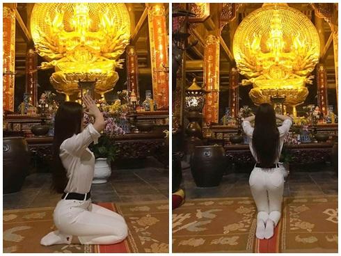 Đăng loạt ảnh đi chùa sám hối mà chẳng khác nào tập yoga, Thư Dung bị cộng đồng mạng 'ném đá' đến nỗi phải gỡ status