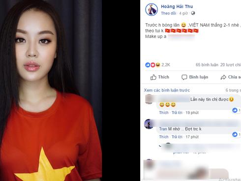 Sau bao lần bị vỗ mặt, cuối cùng 'Miss Dự đoán' Hoàng Hải Thu đã đoán đúng tỷ số đẹp lòng của đội tuyển Việt Nam