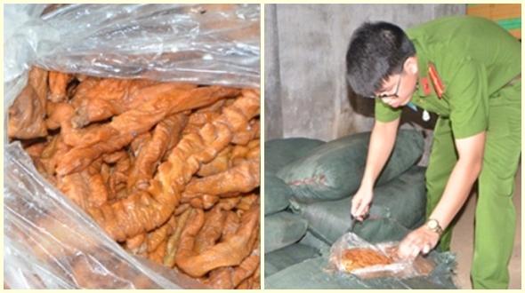 Bắt giữ 1,3 tấn nầm lợn mốc xanh, bốc mùi hôi thối-3