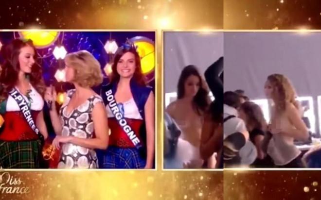 Người đẹp Hoa hậu Pháp lộ cảnh ngực trần trên sóng trực tiếp-1