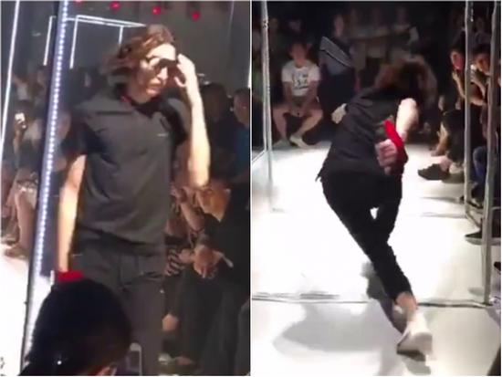 Màn ứng biến siêu đỉnh của người mẫu nam khi lỡ trượt chân trên sàn catwalk
