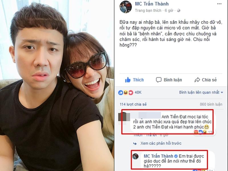 Trấn Thành đáp trả khi bị anti-fan mỉa mai là Tiến Đạt-5