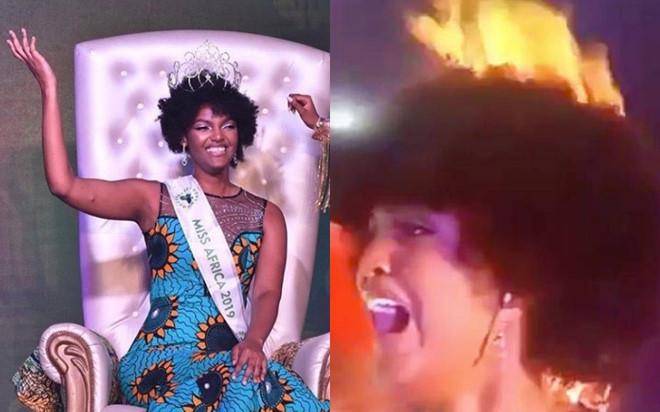 Tân Hoa hậu châu Phi bị bén lửa, cháy tóc ngay khi đăng quang-2