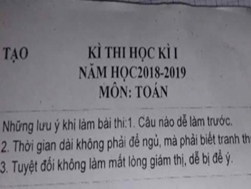 Những lời nhắn nhủ hài hước của thầy cô trong đề thi khiến học sinh thích thú