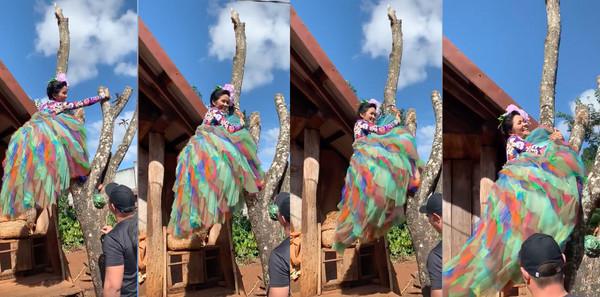 Trời ơi tin được không! Hết ngồi xe máy cày HHen Niê tiếp tục leo cây-1