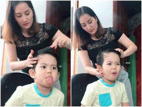 Quý tử 3 tuổi nhà Khánh Thi biểu cảm 'cưng ơi là cưng' khi được mẹ tút tát ngoại hình