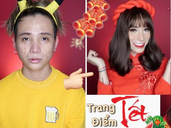 Màn trang điểm đón Tết của một chàng trai khiến các cô gái cũng phải tự thấy xấu hổ