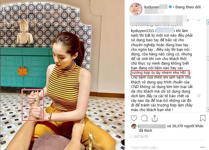 Tự phục vụ khách tại tiệm nail, Hoa hậu Kỳ Duyên bị nhắc nhở đeo bao tay tránh lây nhiễm bệnh xã hội-6