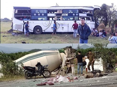 Xe khách tông xe bồn lao xuống ruộng, 5 người trọng thương
