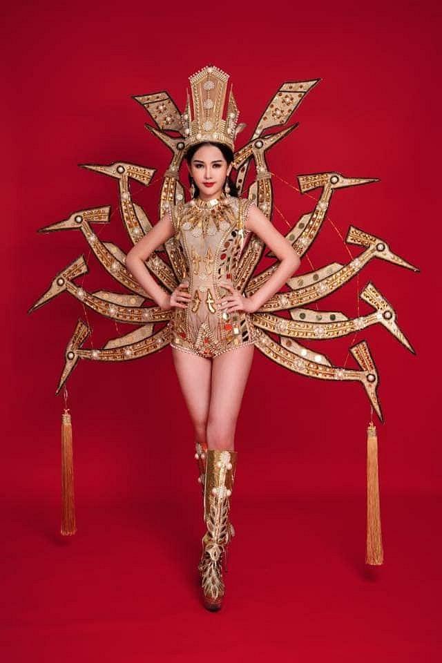 Lê Âu Ngân Anh trắng tay với trang phục dân tộc Chim Lạc tại Miss Intercontinental 2018-1