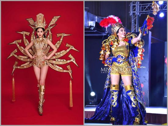 Lê Âu Ngân Anh trắng tay với trang phục dân tộc 'Chim Lạc' tại Miss Intercontinental 2018