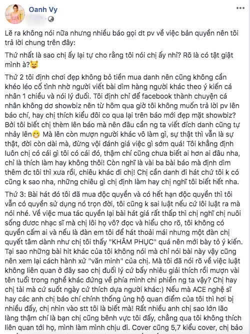 Vy Oanh tiếp tục gay gắt chỉ trích đàn chị vì tiền mà bất chấp-1