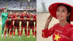 Diện áo dài in tên cầu thủ tại Dubai, Ngọc Hân hào hứng dự đoán tuyển Việt Nam thắng Nhật Bản 1 - 0
