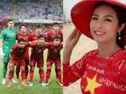Diện áo dài in tên cầu thủ tại Dubai, Ngọc Hân hào hứng dự đoán tuyển Việt Nam thắng Nhật Bản 1 - 0